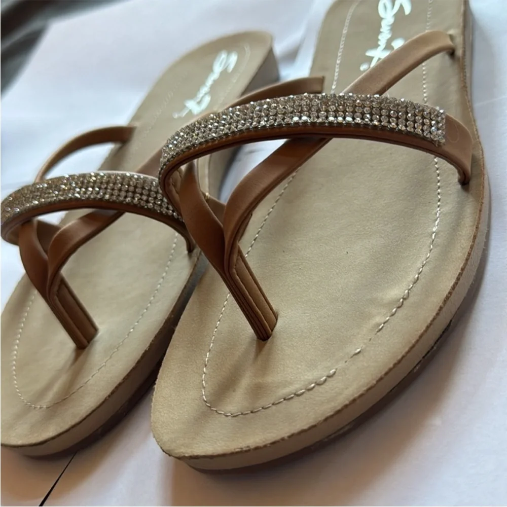 Seven7 Tan Casual Sandals Lightweight Thong